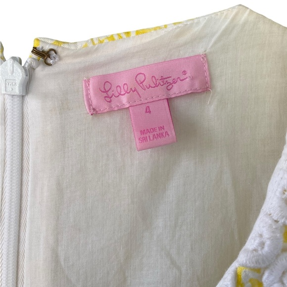 Lilly Pulitzer Sunglow Summer Sunshine Yellow White Shift Dress Size 4 - Picture 3 of 5